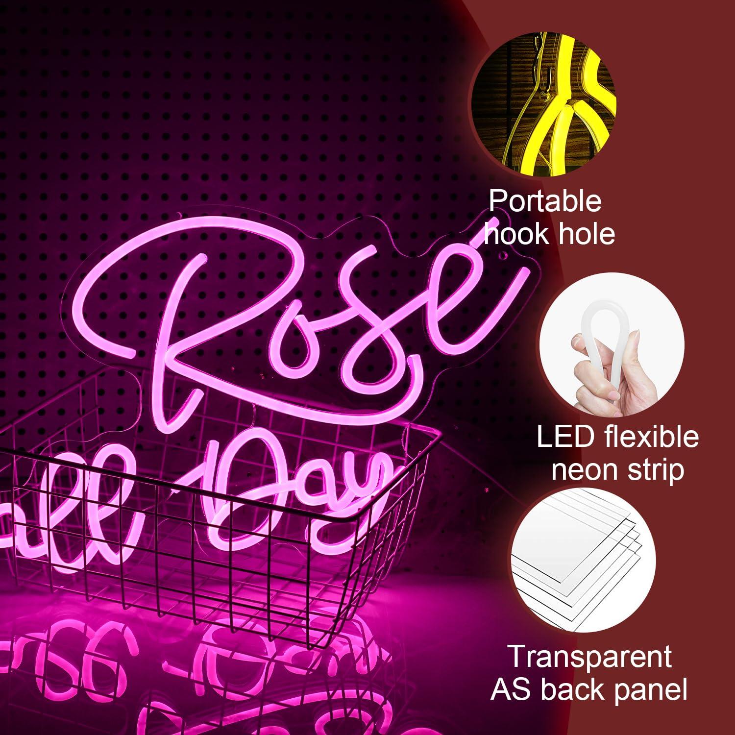 ローズオールデイネオンサイン調光可能なLEDネオンライト寝室 - Lighting Decor Wedding のレビューと価格
