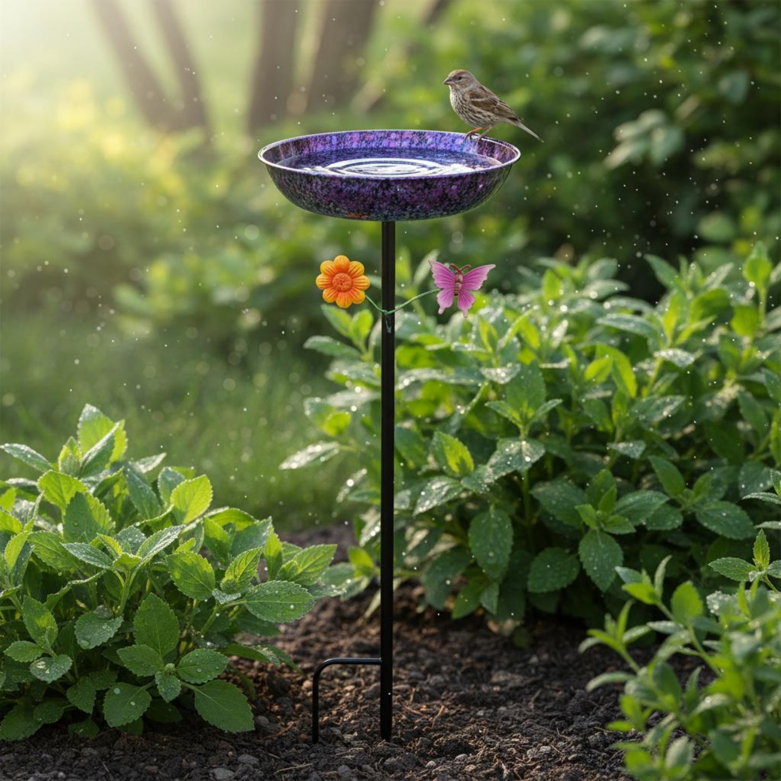 金属製の鳥の水浴び場、長持ちする丸型鳥の水浴び場、庭の装飾、 - Elegant Decor & Lighting Llc のレビューと価格