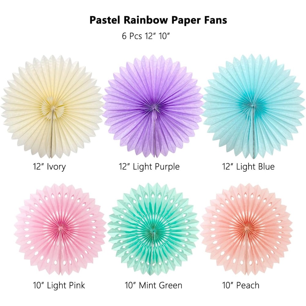 パステルレインボー紙ファンパーティーデコレーションカラフルな - Decor Lighting Fans のレビューと価格