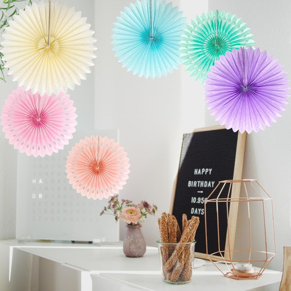 パステルレインボー紙ファンパーティーデコレーションカラフルな - Decor Lighting Fans のレビューと価格