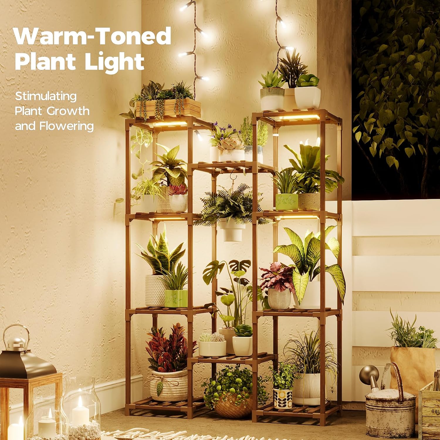 植物スタンド グローライト付き 植物棚 複数の鉢に対応 大型 - Lighting Decoration Stand のレビューと価格